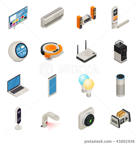 Smart home internet devices isometric icons. Smart home internet devices isometric icons. 43002936