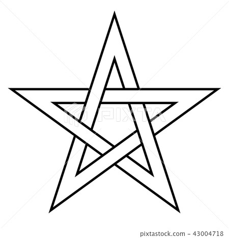 Pentagram sign - five-pointed star. Magical symbol of faith. Simple flat white illustration with Pentagram sign - five-pointed star. Magical symbol of faith. Simple flat white illustration with 43004718