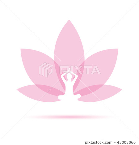 Yoga person sitting in a lotus pose pink Yoga person sitting in a lotus pose pink 43005066