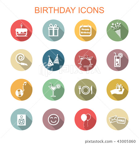 birthday long shadow icons 43005860