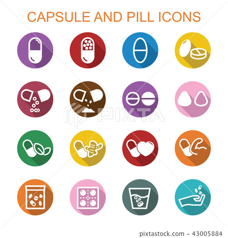capsule and pill long shadow icons 43005884