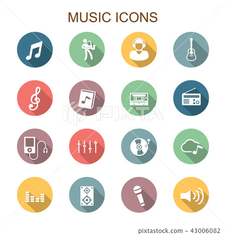 music long shadow icons - Stock Illustration [43006082] - PIXTA
