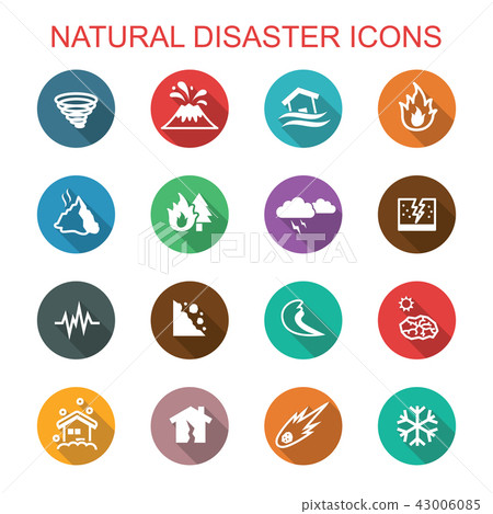 natural disaster long shadow icons 43006085