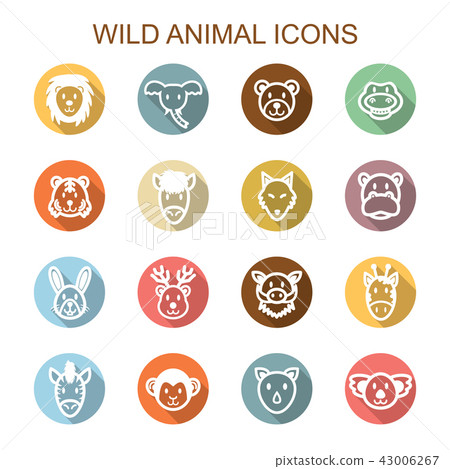 wild animal long shadow icons wild animal long shadow icons 43006267