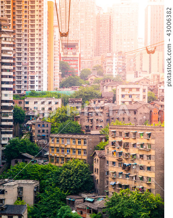 City cable car Chongqing, China. Urban cableway. 43006382