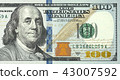 One hundred dollars bill close up detailed 43007592