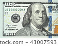 One hundred dollars bill close up detailed 43007593