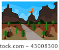 A vector of Western background and cactus vulture  43008300