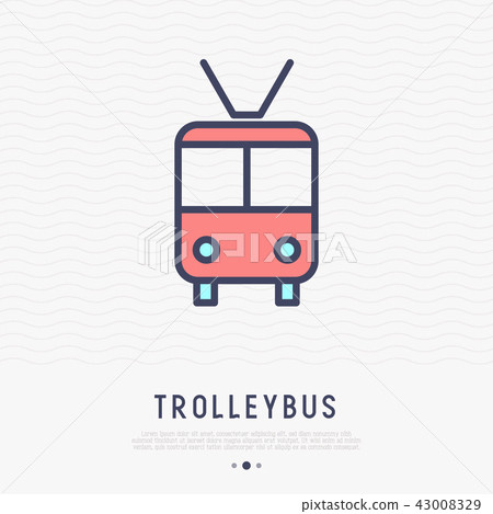 Trolleybus thin line icon, front view 43008329