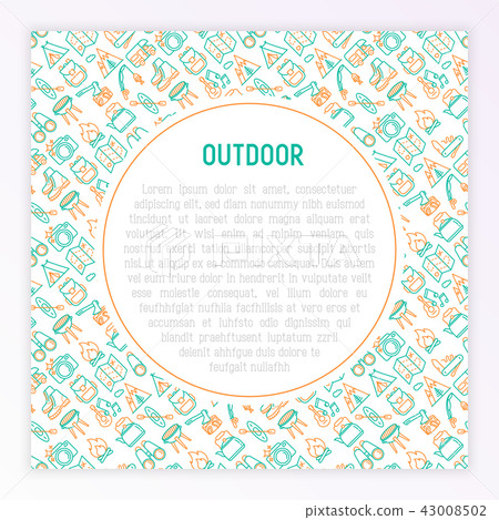 Outdoor concept with thin line icons Outdoor concept with thin line icons 43008502