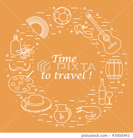 various symbols of Spain arranged in a circle various symbols of Spain arranged in a circle 43008941