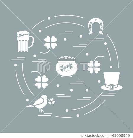 different symbols for St Patrick's Day arranged in different symbols for St Patrick's Day arranged in 43008949