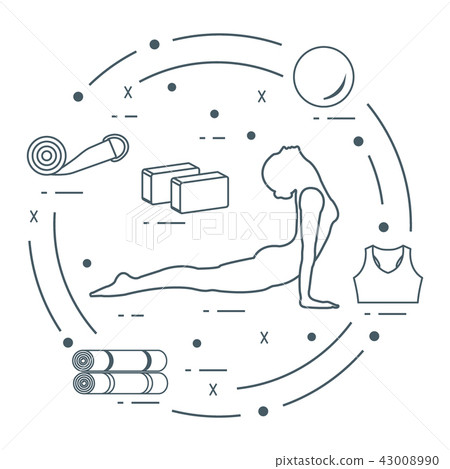 Woman yoga pose, bamboo and various tools for 43008990