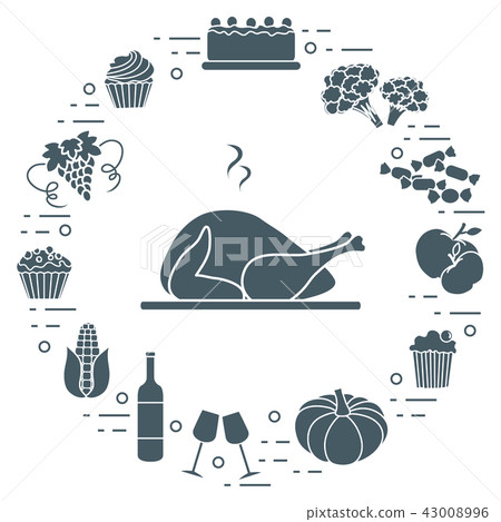 Happy Thanksgiving cartoon objects Fall symbols Happy Thanksgiving cartoon objects Fall symbols 43008996