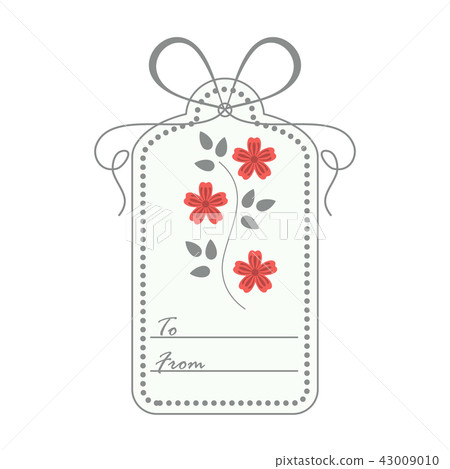 Gift tag with leaves and flowers and ribbon Sale Gift tag with leaves and flowers and ribbon Sale 43009010
