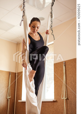 attractive gymnast with long, raised legs attractive gymnast with long, raised legs 43009025
