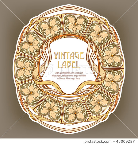 Round Vintage Frame Label for Products or Cosmetics Round Vintage Frame Label for Products or Cosmetics 43009287