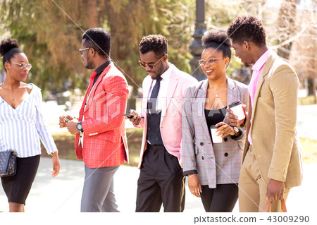 positive business people have met in the street positive business people have met in the street 43009290