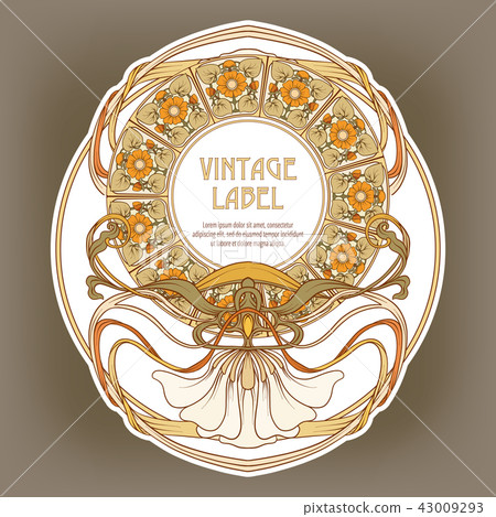 Round Vintage Frame Label for Products or Cosmetics 43009293