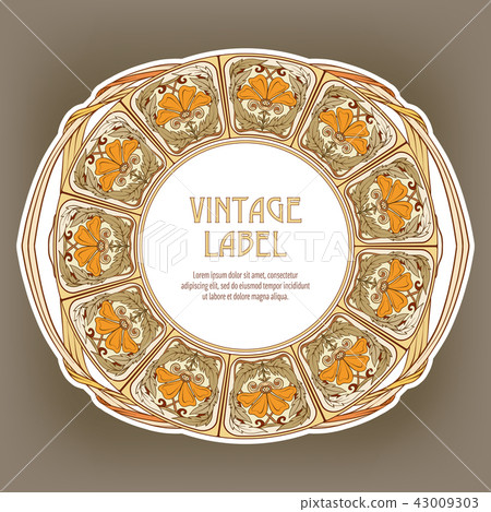 Round Vintage Frame Label for Products or Cosmetics 43009303