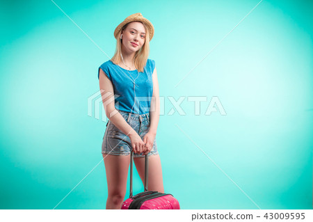 smiling girl is going to travel smiling girl is going to travel 43009595