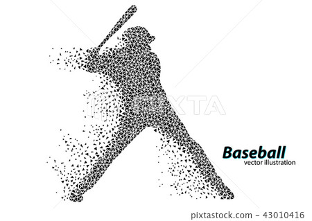 silhouette of a baseball player from triangle. 43010416