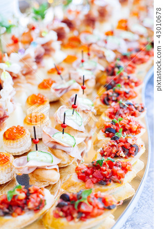 catering banquet table with different food snack catering banquet table with different food snack 43010678