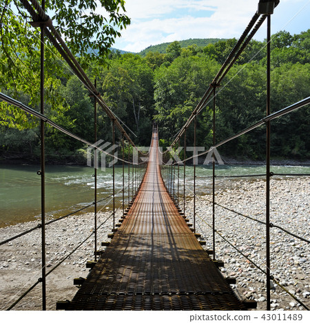 Suspension bridge through river Suspension bridge through river 43011489