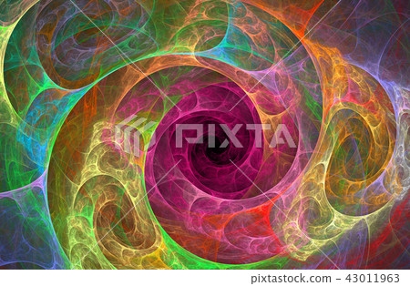 abstraction of glowing spiral rainbow tunnel - Stock Illustration ...