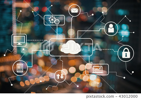 Cloud computing with blurred city lights 43012000
