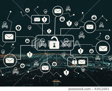 Email virus and scam theme with Downtown Los Angeles 43012001