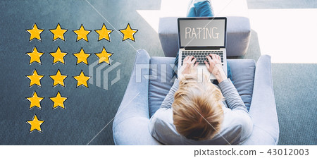 Rating Theme with man using a laptop 43012003