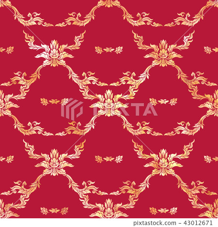 Seamless pattern, background of gold decorative elements of trad 43012671