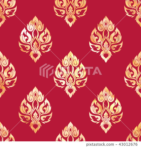 Seamless pattern, background of gold decorative elements of trad Seamless pattern, background of gold decorative elements of trad 43012676