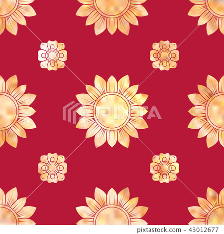 Seamless pattern, background of gold decorative elements of trad 43012677