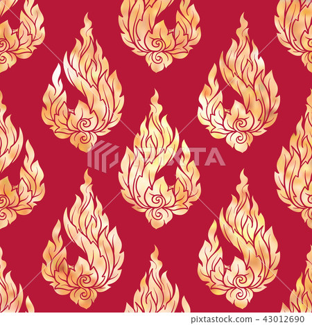 Seamless pattern, background of gold decorative elements of trad 43012690