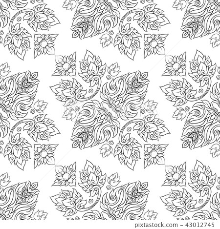 Seamless pattern, background of decorative elements of tradition Seamless pattern, background of decorative elements of tradition 43012745