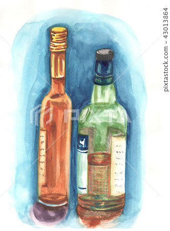水彩酒瓶 43013864