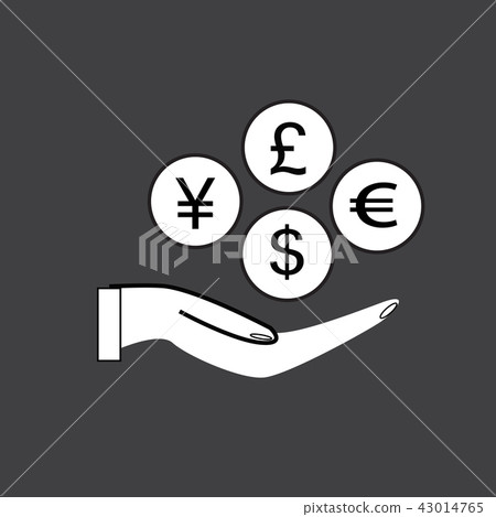 money in hand icon with shadow on black background - Stock Illustration ...