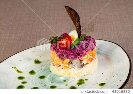 Russian traditional salad with herring Russian traditional salad with herring 43016880