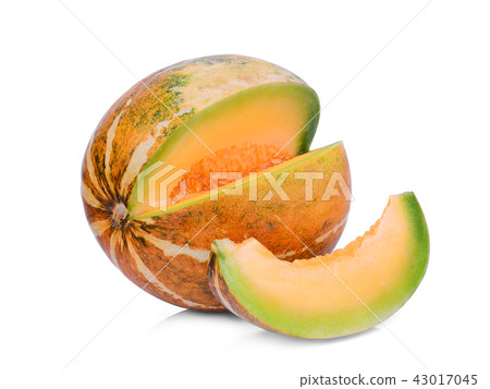 ripe whole and slice musk melon isolated on white ripe whole and slice musk melon isolated on white 43017045