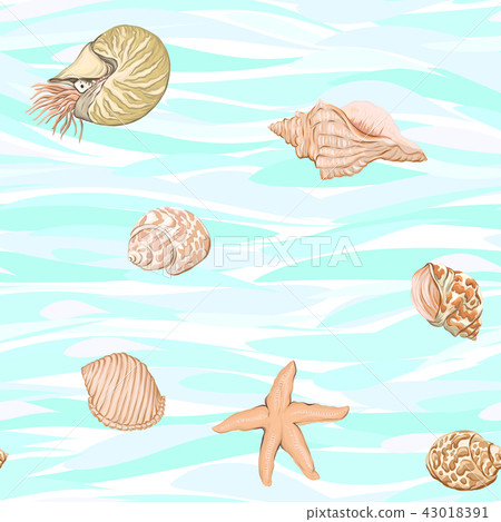 Sea world seamless pattern - Stock Illustration [43018391] - PIXTA