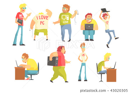 Professional Programmers Funny Characters Set Of Graphic Design Cool Geometric Style Isolated Professional Programmers Funny Characters Set Of Graphic Design Cool Geometric Style Isolated 43020305