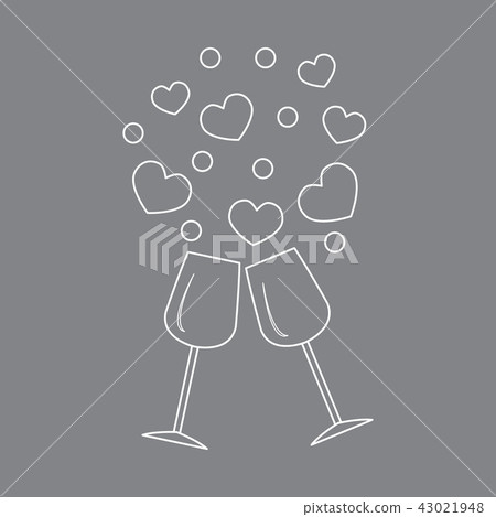 two stemware with hearts Greeting card Valentine's two stemware with hearts Greeting card Valentine's 43021948