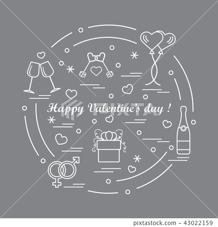 gifts, balloons, stemware, keys, gender symbols, 43022159
