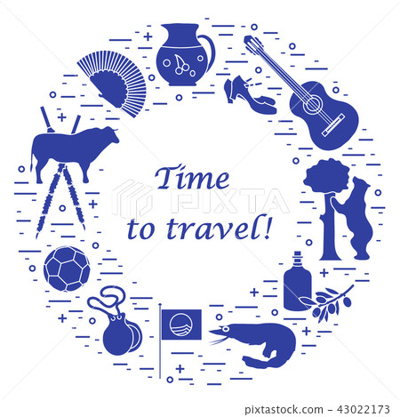various symbols of Spain arranged in a circle various symbols of Spain arranged in a circle 43022173