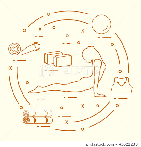 Woman yoga pose, bamboo and various tools for 43022238