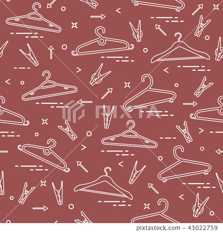 Pattern with clothes hangers and clothespins 43022759