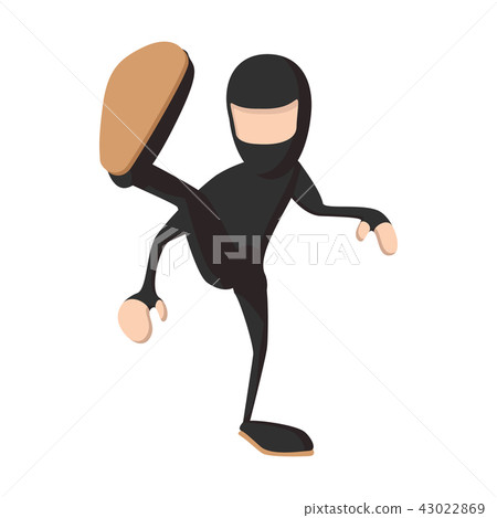 Ninja kicking cartoon icon 43022869