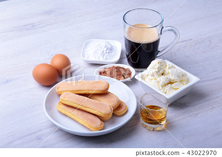 ingredient for homemade tiramisu cake in close up. 43022970